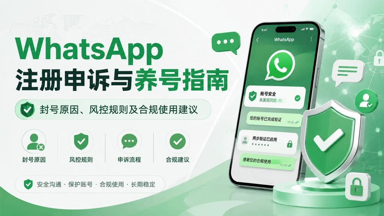 WhatsApp账号购买,注册申诉与养号指南:封号原因、风控规则及合规使用建议