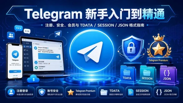 Telegram账号购买新手入门到精通：注册、安全、会员与 TDATA / SESSION / JSON 格式指南